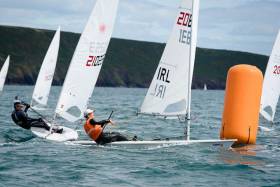 Johnny Durcan competing in day three of the Laser Nationals at Royal Cork Yacht Club. Scroll down for a gallery of photos of today&#039;s action
