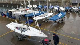 Preparing to launch the Flying Fifteen fleet at the National Yacht Club
