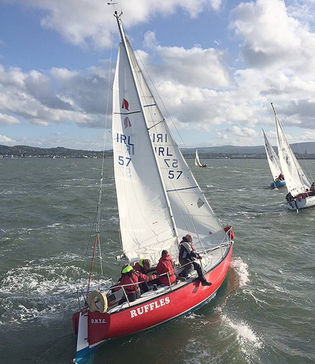 Ruffian Ruffles (No. 57) skippered by Michael Cutliffe of the DMYC competing in tonight's DBSC race