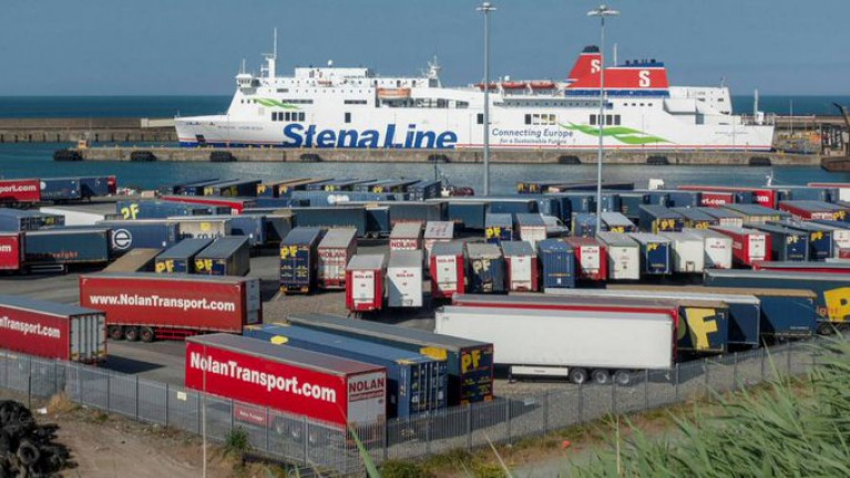 Kieran Tracey of Nolan Transport said &#039;we&#039;re going to see big delays in October&#039;. Above ferries berthed at the Wexford ferryport of Rosslare.  