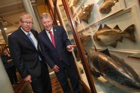 Inland Fisheries Ireland chief executive Dr Ciaran Byrne and Minister of State with responsibility for inland fisheries Seán Canney at the announcement of the new pilot programme for catch and release of bluefin tuna by a limited number of sea angling vessels