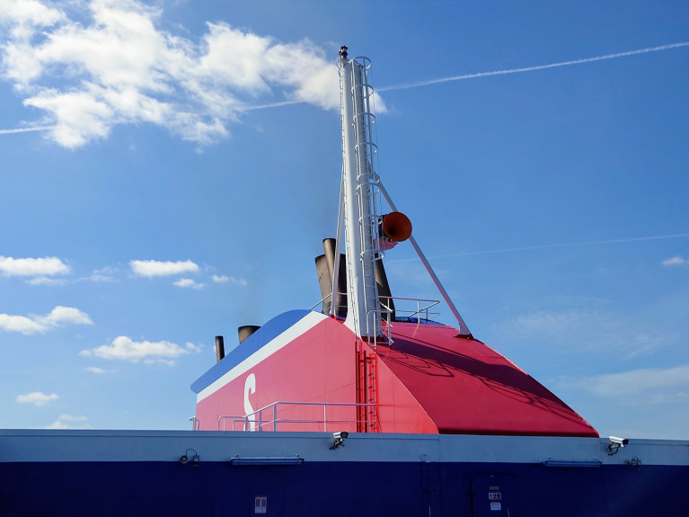 'Day of the Seafarer': At noon today, 25 June all Stena Line vessels will sound their horns in port to support of seafarers around the world. AFLOAT adds above the funnel and horn of Stena Embla which sails the Belfast-Birkenhead (Liverpool) route, is one of three E-Flexer series of next generation ro-pax ferries operating on the Irish Sea. 