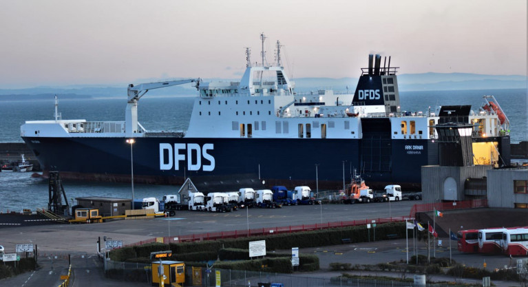 DFDS Ark Dania one of four ro-ro freight-ferries on the Rosslare-Dunkirk route linking Ireland and mainland continental Europe