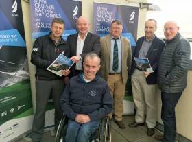 Galway Bay launch - Simon Mc Gibney ICRA Commodore / WIORA Commodore, Captain Brian Sheridan Harbour Master Galway Port, Gary Allen Commodore Galway Bay Sailing Club, Rory Carberry Irish Sailing Board Member, Martin Breen Event Chairperson and Denis Kiely ICRA Honorary Secretary
