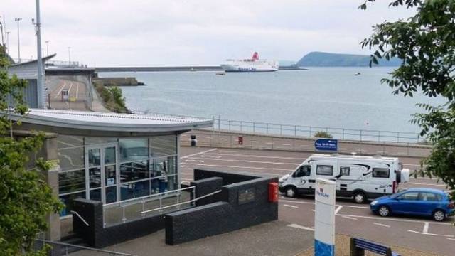 Operator Stena Line said it did not now "have a timescale for future developments" at Fishguard. Afloat adds the ferry to Rosslare Stena Europe is seen off the breakwater.