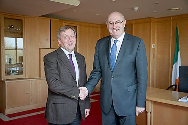 Minister for Agriculture, Food and the Marine, Michael Creed TD (left) met European Commissioner for Agriculture and Rural Development, Phil Hogan