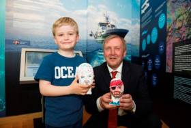 Birthday boy Hugo Johnston (7) joined Marine Minister Michael Creed to open ‘Sea Science - the Wild Atlantic’ at Galway City Museum