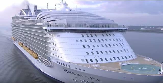 Harmony of the Seas: The world's largest cruise ship sailed to Southampton yesterday. The massive ship has a 10-storey slide and 23 swimming pools