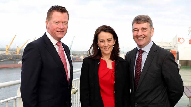 Pictured onboard Irish Ferries’ Ulysses at Dublin Port to launch the fourth Our Ocean Wealth Summit are PwC advisory partner Declan McDonald, tax partner Yvonne Thompson and Marine Institute CEO Dr Peter Heffernan