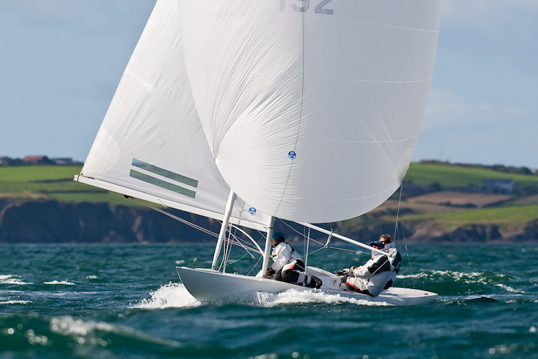 Andrew Craig, Mark Pettit and Brian Mathews winning the Dragon South Coast Championships in Kinsale in 2011