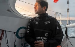 Vendee Globe Sailor Nicolas Troussel CORUM L pargne Dismasted