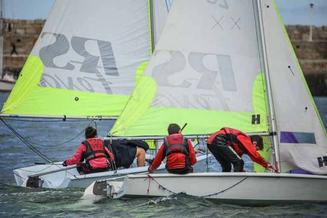 RS Feva dinghy racing at Dun Laoghaire Harbour