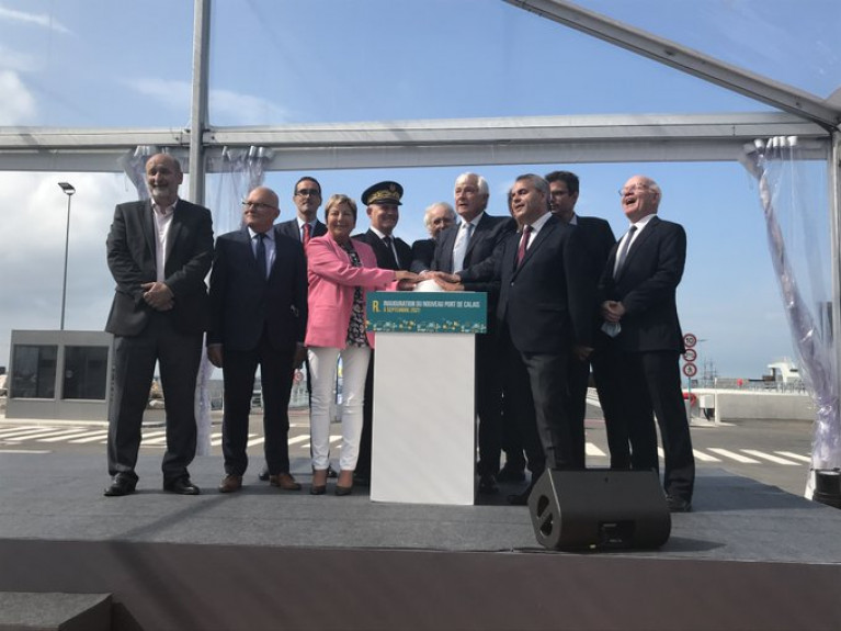 At the French port of Calais, officials celebrate at the ceremony to mark the opening of a €863m infrastructure upgrade that aims to significantly facilitate the transit of freight and passenger traffic. Afloat adds, Irish Ferries became the newest client on the route serving Dover when in June services began in competition with rivals DFDS and P&amp;O Ferries. 