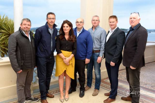 Former Cove Sailing Club Commodores were part of the gathering in Cobh to mark the centenary of the Cork Harbour Club on Friday. From left Adrian Tyle, Richard Marshall, Johanna Murphy, Noel O'Regan, Dave Doyle, Kieran Dorgan and Robert Keating. Missing from photo is John Doyle. Scroll down for photo gallery
