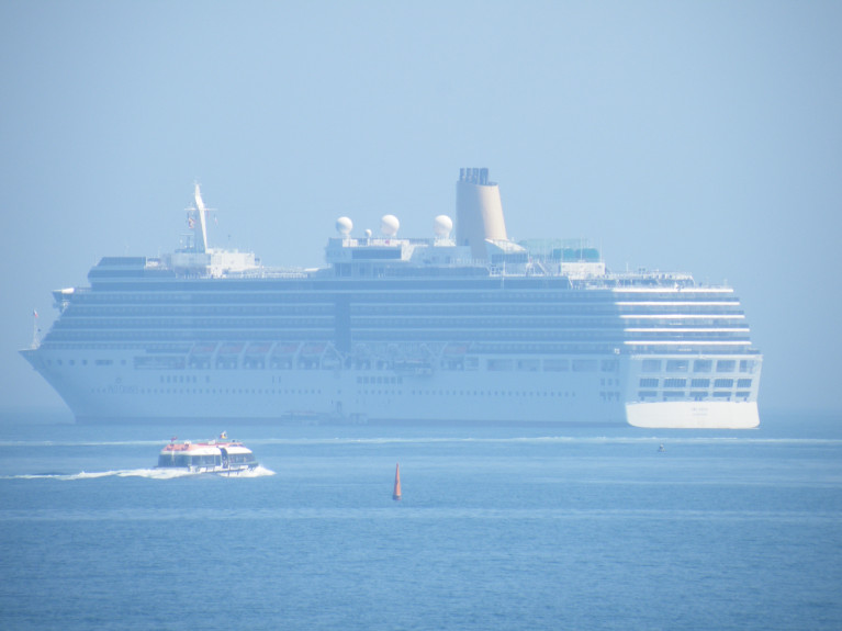 Cruises by P&amp;O were abandoned in March due to the coronavirus pandemic. Above AFLOAT&#039;s photo of the operator&#039;s &#039;adults&#039; only Arcadia in Dublin Bay during an &#039;anchorage&#039; call off Dun Laoghaire Harbour. The Vista class cruiseship is currently among a quartet of cruiseships in UK waters offshore of Teignmouth, Devon having previously been at anchor off Weymouth this summer. 