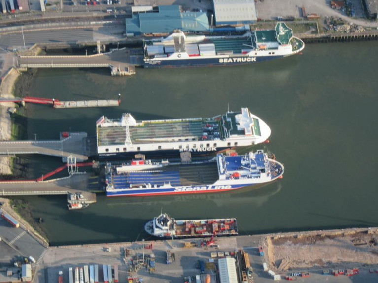 RoRo freight ferries Afloat adds occupy berths in the UK at the Port of Heysham on the Irish Sea