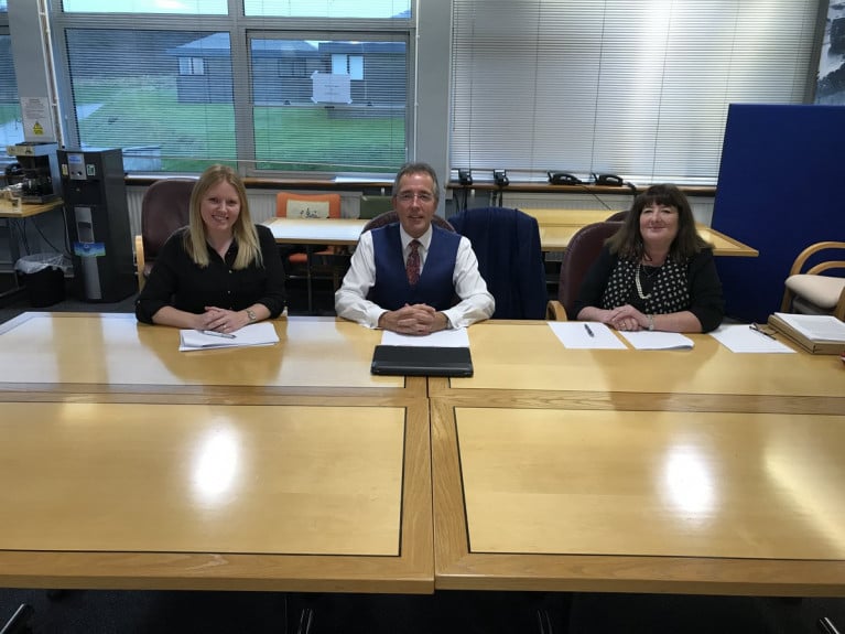 The scholarship panel was chaired by the Port of Milford Haven Chairman, Chris Martin (centre) who was joined by Sara Aicken from the Port (left) and Maxine Thomas from Pembrokeshire College (right).