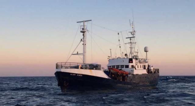 The Alan Kurdi rescue vessel, belonging to the German NGO Sea-Eye. 