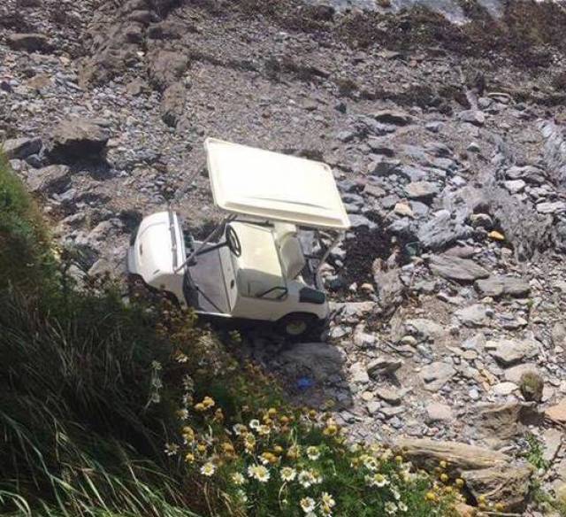 The golf buggy fell down the short cliff from the golf course on Dungarvan Bay on Wednesday