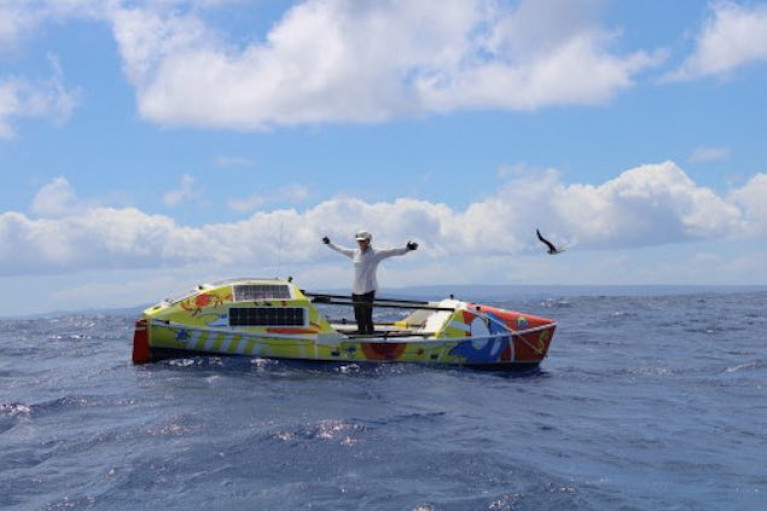 Lia Ditton celebrates finishing her epic 86-day row from San Francisco to Hawaii