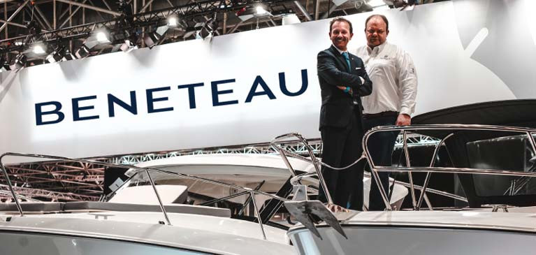 Aidan Foley (right) on the Beneteau stand at Boot Dusseldorf