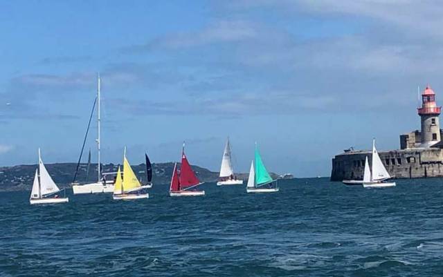 Hansa dinghies racing in the first day of the President's Cup at Dun Laoghaire on Dublin Bay