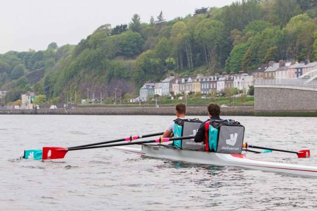 Deliveroo and UCC Rowing Club team up to deliver food to hungry Leeside customers in an unconventional way on Thursday