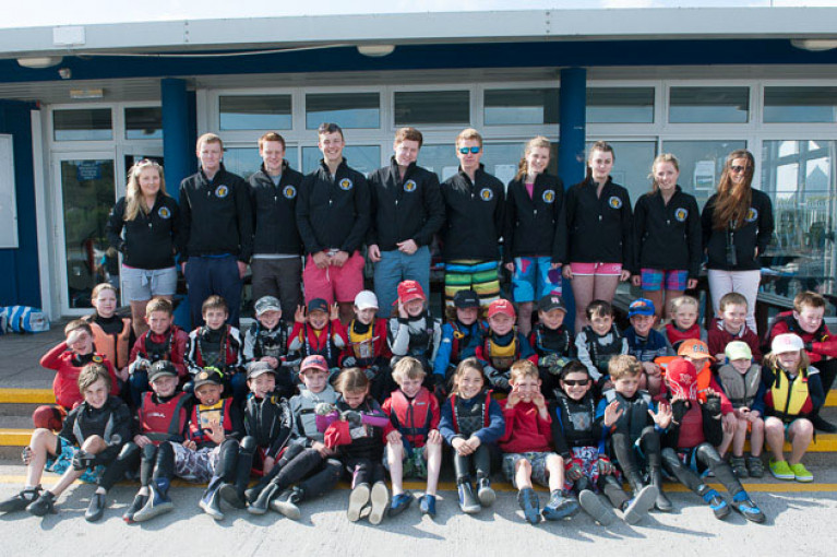 Royal Cork instructors and students at the RCYC clubhouse in Crosshaven