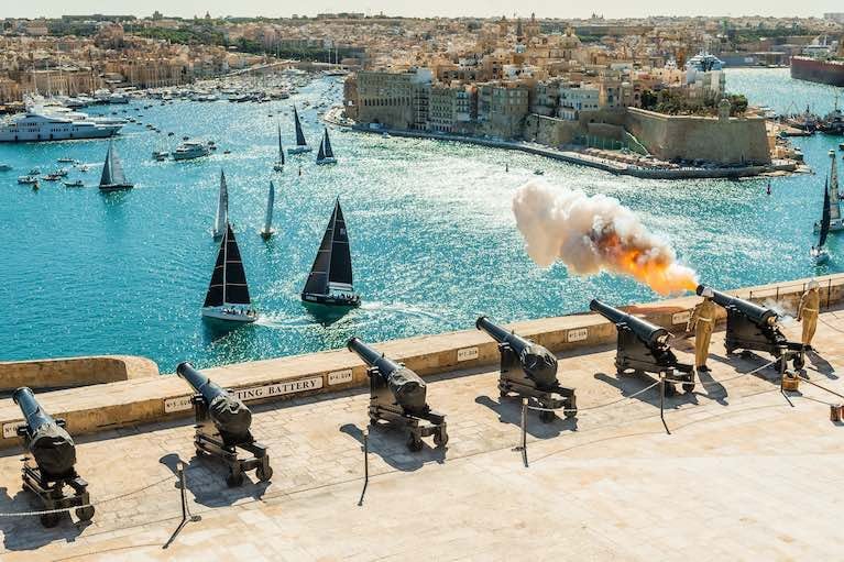 The start of the Middle Sea Race at Grand Harbour, Valetta