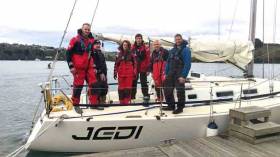 The Jedi crew in Kinsale last weekend, hoping decent breezes would fill in. Eventually, fair winds arrived