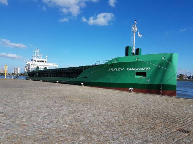 Arklow Vanguard which made a delivery voyage to Rotterdam (as above) is the latest addition to the fleet that now totals 50 cargoships.