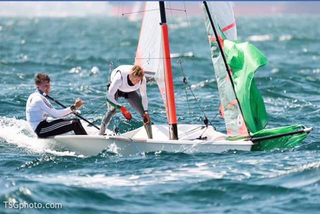 Harry Durcan and Harry Whitaker competing stateside at the 29er Worlds in California this month