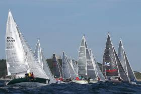 Half Tonners racing off Falmouth in the first race of the Classics Cup today