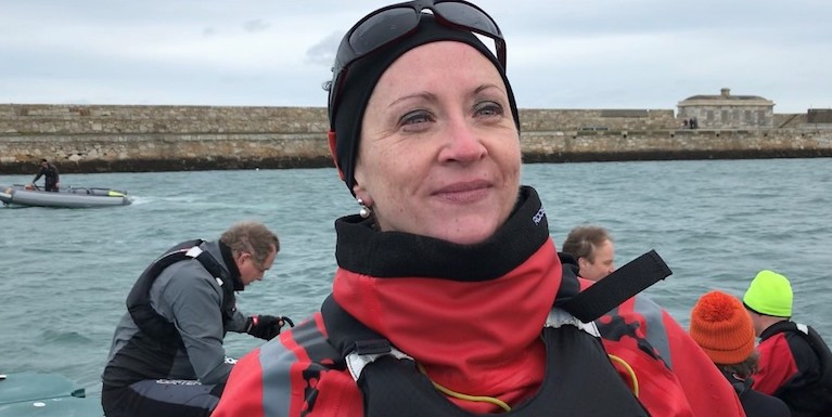 INSC Commodore Patricia Kelly on the water in Dun Laoghaire