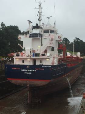 Irish flagged cargoship Huelin Dispatch that operates a UK-Channel Islands freight service is currently undergoing dry-docking in Cork Dockyard