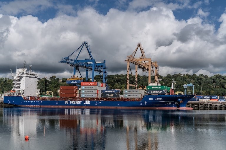 A Container ship at Tivoli dock in the Port of Cork