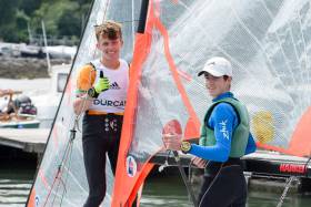 New 29er skiff combination Harry Durcan (left) and Dublin&#039;s Tom Higgins competing in RCYC&#039;s At Home Regatta. Scroll down for a photo gallery across the fleets