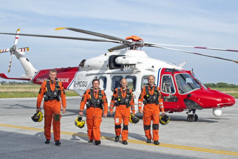 A HM Coastguard Helicopter crew