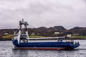 Bláth na Mara as seen underway in March following work carried out in Killybegs, however further maintenance took place in her homeport of Galway.