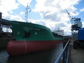 Historic day: Arklow Fame on Wednesday became the final ship to use Dublin Graving Docks (the largest in the republic) that officially closed yesterday 