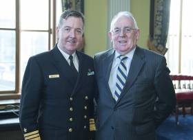 Mark Mellett Irish Naval Service Vice Admiral and Chief of Staff  Defence Forces and Dermot O&#039;Mahoney  Port of Cork  Pictured at the Port of Cork, for the launch of Meitheal Mara’s ambitious plans for the realisation  of an integrated maritime hub for Cork City. Scroll down for photo gallery