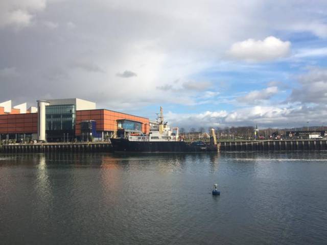 RV Corystes, Northern Ireland's research vessel berthed in Belfast Harbour in support of the NI Science Festival. The annual festival with family events, kicked off last week and continues to 24 February.