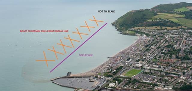 Bray Air Display organisers are asking spectator boats to remain 230 metres from the display line 