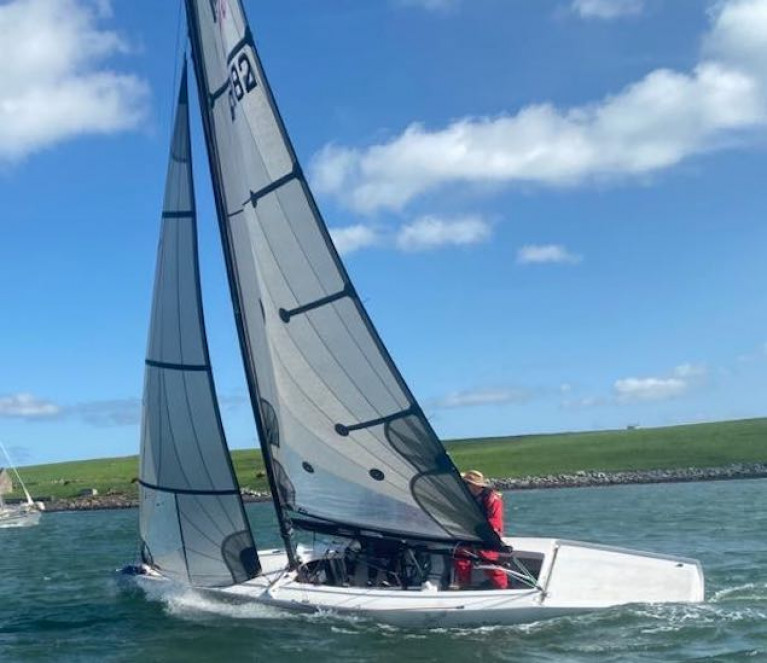 Richard Moore in Usain boat prior to Race 1 on Strangford Lough