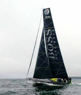 Nin O&#039;Leary&#039;s Vendee Globe entry Hugo Boss sailing off the Cork coast