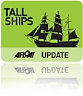 Norwegian Tall Ship Statsraad Lehmkuhl Sails into Dublin Bay
