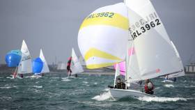 Flying fifteens competing in this month&#039;s Flying Fifteen National Championships on Dublin Bay