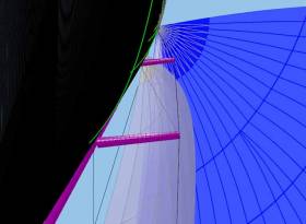 A Stay sail image from the 3D sail design programme, Sailpack