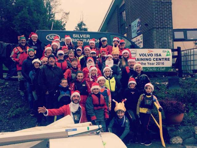 A festive group of Foynes sailors pictured during the open dinghy series on the Estuary
