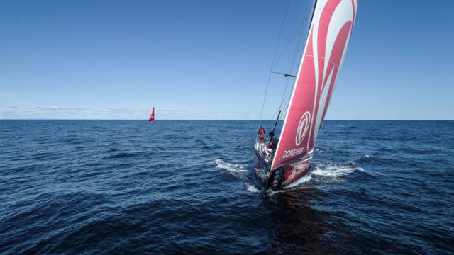 Dongfeng captured by drone with MAPFRE on the horizon
